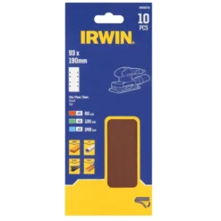 IRWIN schuurvel 190 x 93 mm K80/K120/K240 zelfhechtend, met perforatie voor Bosch, Skil, Gamma, Makita, Metabo, 10 stuks. Sale