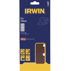 IRWIN schuurvel 230 x 93 mm K60 voor klembevestiging, met perforatie voor Bosch, Skil, Gamma, Makita, Metabo, 5 stuks. Outlet
