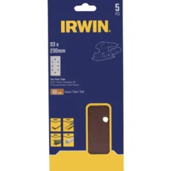 IRWIN schuurvel 230 x 93 mm K60 voor klembevestiging, met perforatie voor B+D, 5 stuks.