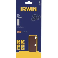 IRWIN schuurvel 230 x 93 mm K100 voor klembevestiging, met perforatie voor Bosch, Skil, Gamma, Makita, Metabo, 5 stuks. Outlet