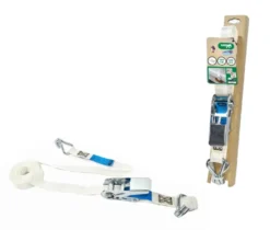 Jumbo kleurloze spanband met ratel en J-haken - wit - incl. hoekbeschermer en J-haken Hot