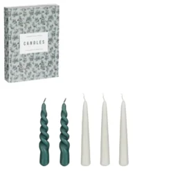 Kaars d.groen l.groen 5 stuks - h15xd2,2cm