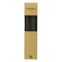 Kaars diner breed zwart 28 cm - set van 2