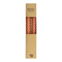 Kaars spiraal lichtroze 25 cm - set van 2