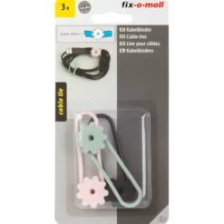 Fix-o-moll Kabelbinder bloem 3 kleuren 25x77mm - 3 stuks Outlet