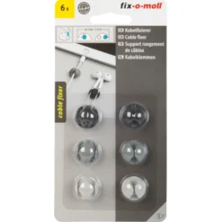 Fix-o-moll Kabelhouders zelfklevend 3 kleuren 19x10mm 6 stuks