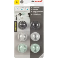 Fix-o-moll Kabelhouders zelfklevend 3 kleuren 28x15mm - 6 stuks Discount