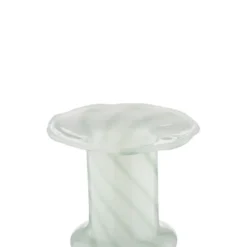 Kandelaar glas groen wit 11x11x7,5cm
