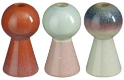 Kandelaar oranje l.groen blauw - h15xd8,5cm - per stuk