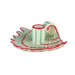Kandelaar schelp keramiek blauw/rood