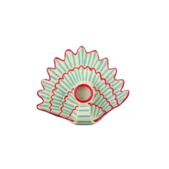 Kandelaar schelp keramiek blauw/rood