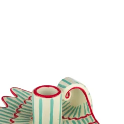 Kandelaar schelp keramiek blauw/rood