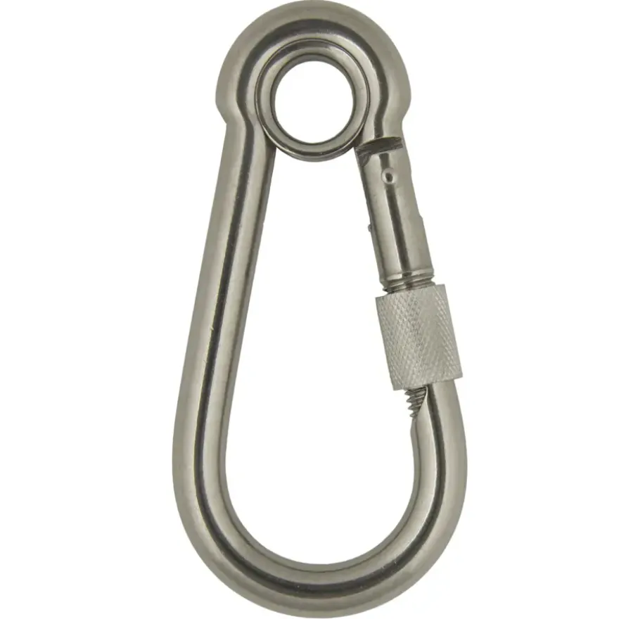Karabijnhaak dicht oog met schroefborging 10x100mm
