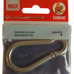 Karabijnhaak RVS 80 mm 1 stuk