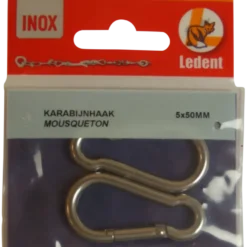 Karabijnhaak RVS 50 mm 2 stuks