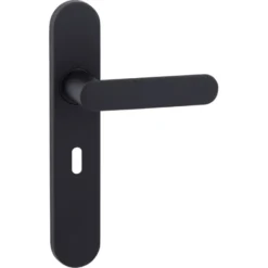 KARWEI deurkruk set Bolton ovaal schild sleutelgat 56 mm zwart RVS