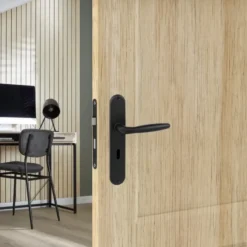 KARWEI deurkruk set Eros ovaal schild sleutelgat 56 mm zwart aluminium Outlet