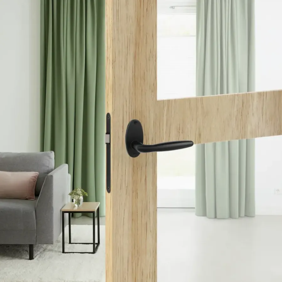 KARWEI deurkruk set Eros ovaal rozet zwart aluminium Online