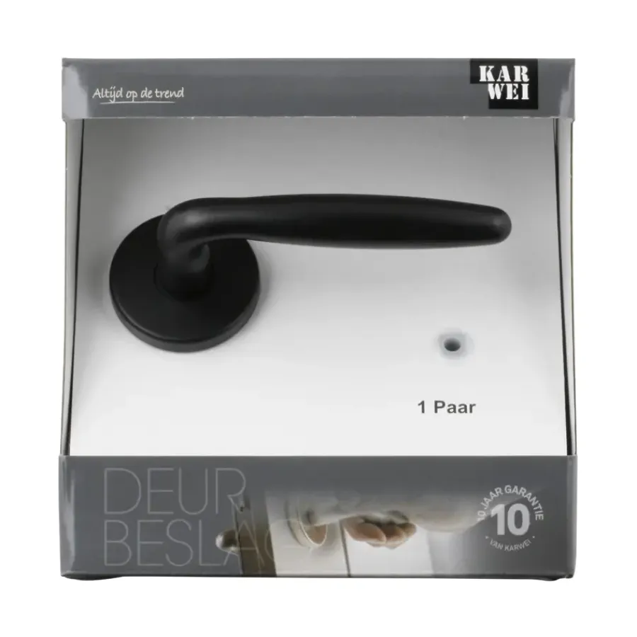 KARWEI deurkruk set Eros rond rozet zwart aluminium Outlet