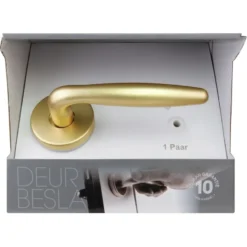 KARWEI deurkruk set Eros rond rozet messing mat aluminium Clearance