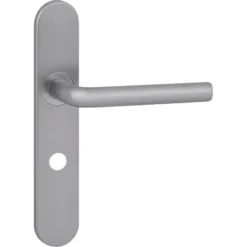 KARWEI deurkruk set Gino ovaal schild vrij-bezet sluiting 63/8 mm RVS look aluminium Discount