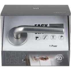 KARWEI deurkruk set Gino rond rozet RVS look aluminium Discount