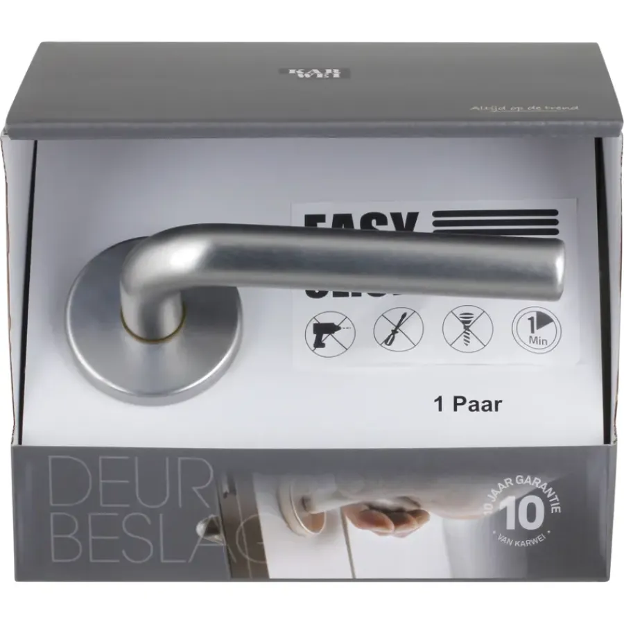 KARWEI deurkruk set Gino rond rozet RVS look aluminium Discount