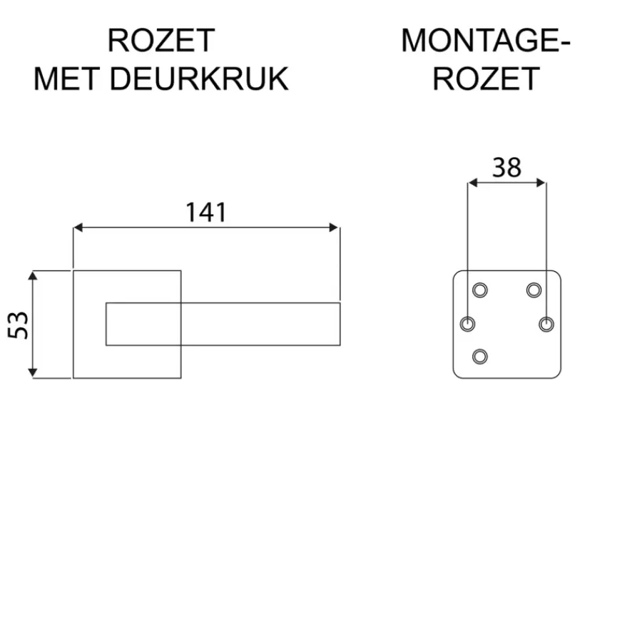 KARWEI deurkruk set Greece vierkant rozet ANOX aluminium mat Hot