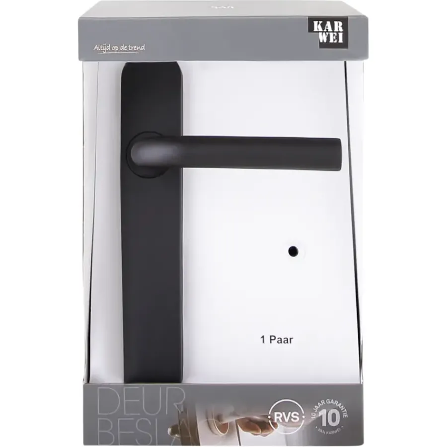 KARWEI deurkruk set Henry ovaal blind schild zwart RVS Discount