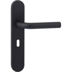 KARWEI deurkruk set Henry ovaal schild sleutelgat 56 mm zwart RVS Outlet