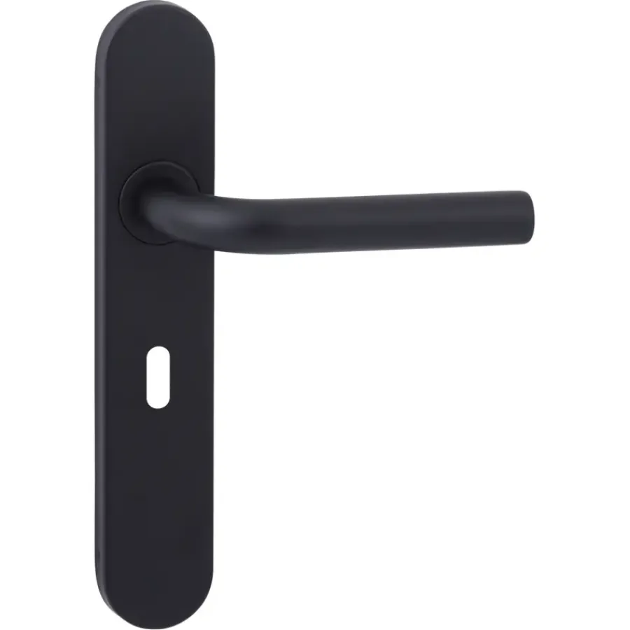 KARWEI deurkruk set Henry ovaal schild sleutelgat 56 mm zwart RVS Outlet