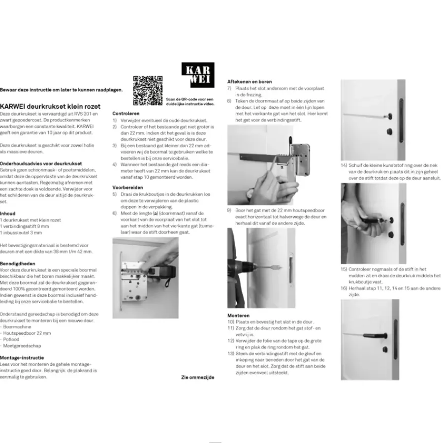 KARWEI deurkruk set Henry rond rozet klein zwart RVS Outlet