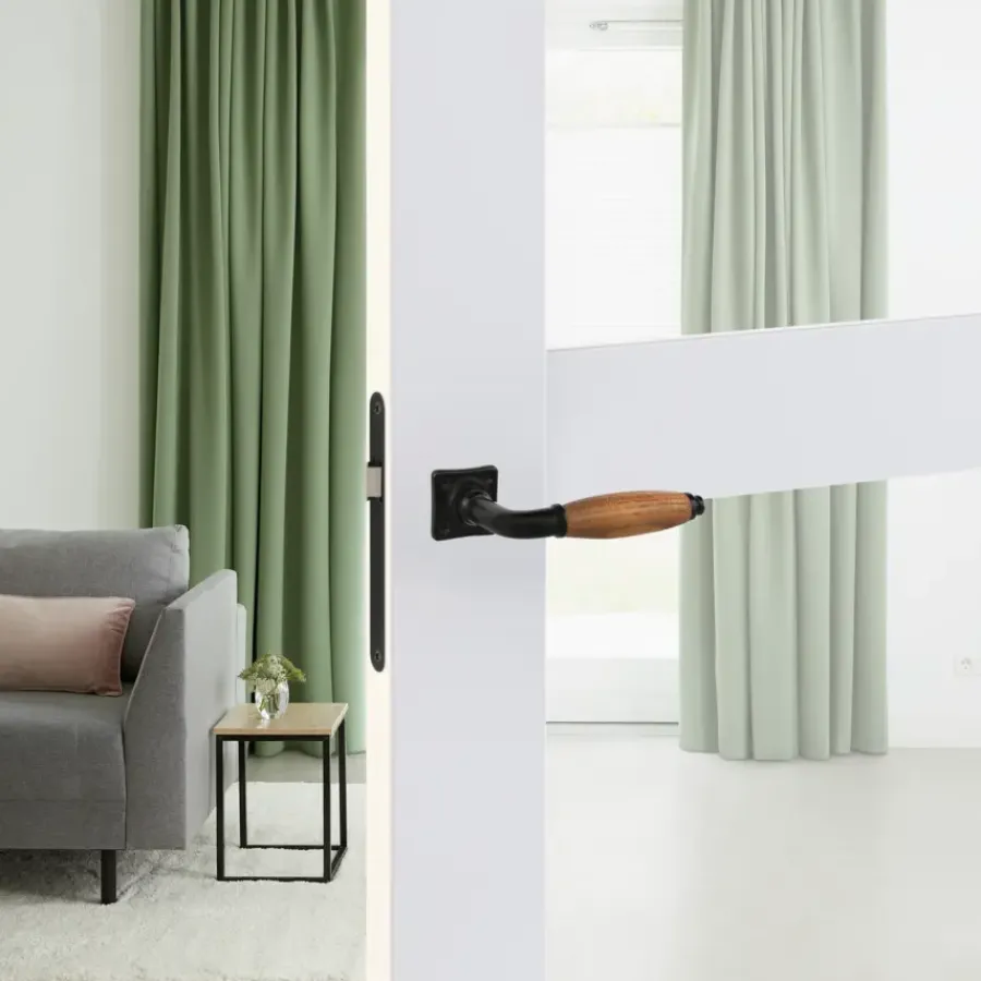 KARWEI deurkruk set Jennifer vierkant rozet zwart messing New