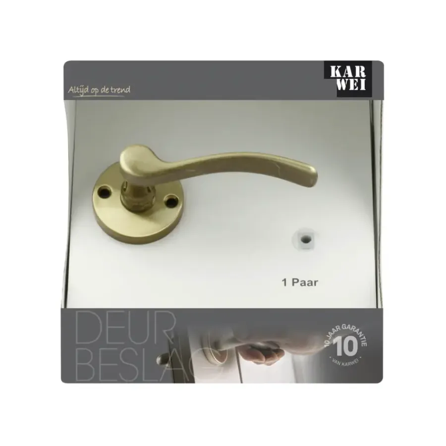 KARWEI deurkruk set Jorge rond rozet messing antiek New