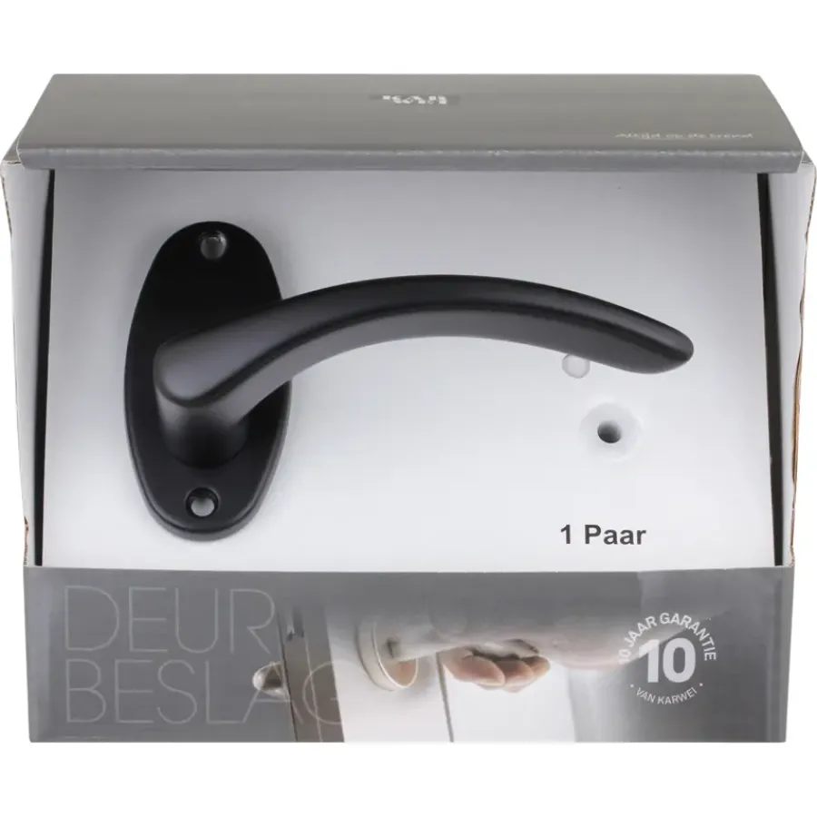 KARWEI deurkruk set Jules patent schild zwart aluminium Clearance