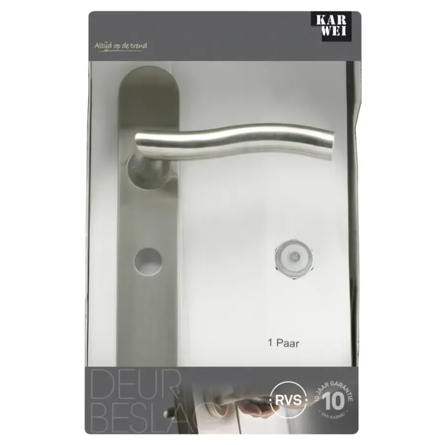 KARWEI deurkruk set Kevin ovaal schild vrij-bezet sluiting 63/8 mm RVS Outlet