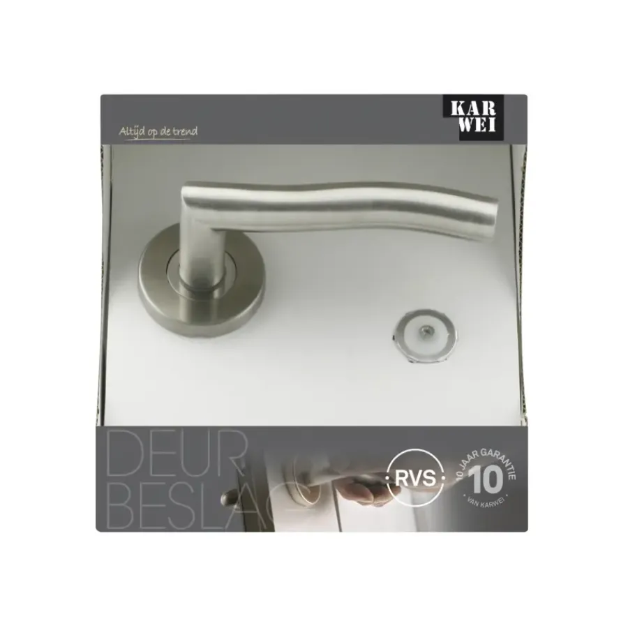 KARWEI deurkruk set Kevin rond rozet RVS Clearance