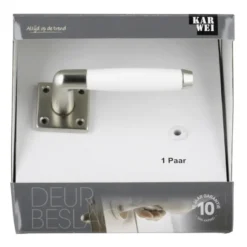 KARWEI deurkruk set Lago vierkant rozet RVS look messing Outlet