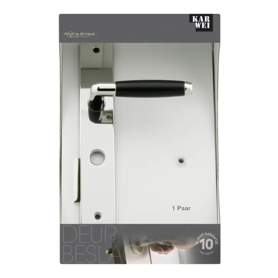 KARWEI deurkruk set Lopes recht schild vrij-bezet sluiting 63/8 mm nikkel glans Outlet