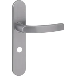 KARWEI deurkruk set Lorenzo ovaal schild vrij-bezet sluiting 63/8 mm RVS look aluminium Online