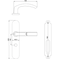 KARWEI deurkruk set Lorenzo ovaal schild vrij-bezet sluiting 63/8 mm RVS look aluminium Online