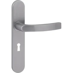 KARWEI deurkruk set Lorenzo ovaal schild sleutelgat 56 mm RVS look aluminium Sale