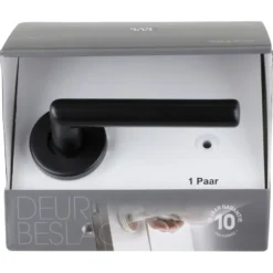 KARWEI deurkruk set Roberto rond rozet zwart aluminium Discount