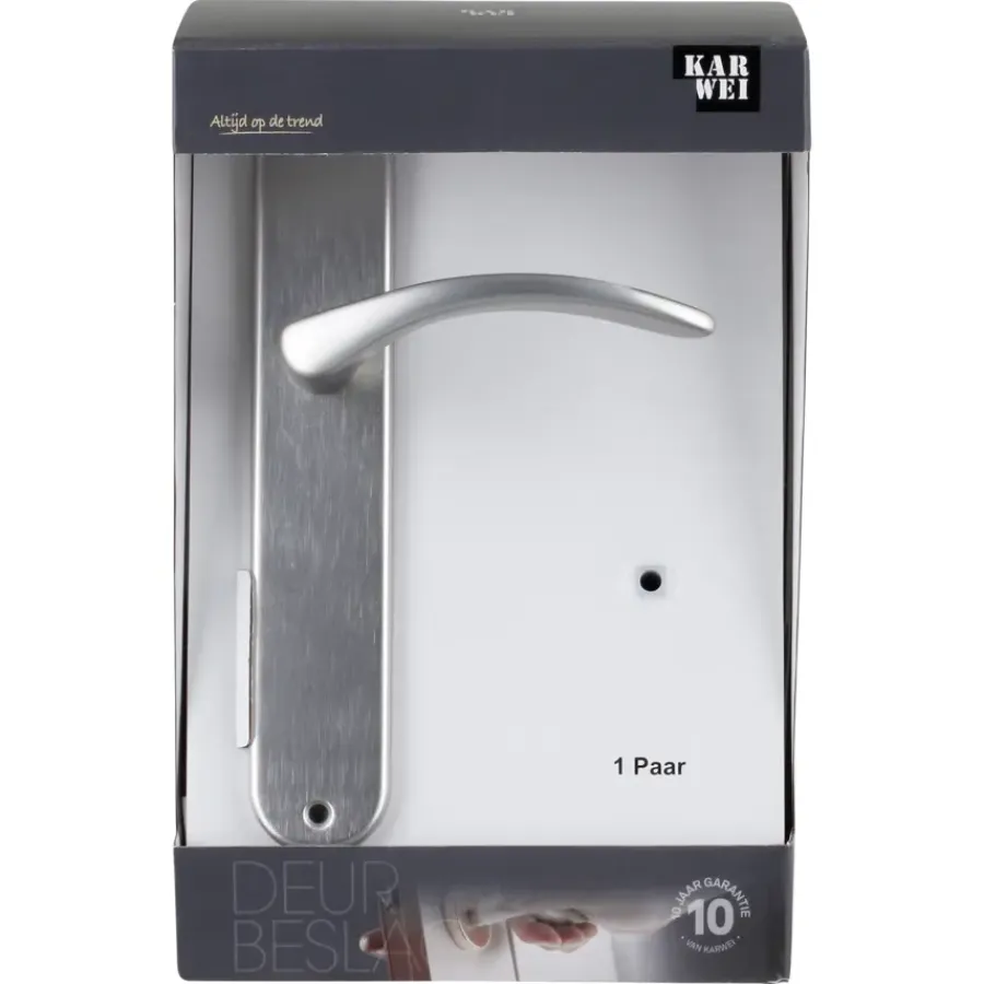 KARWEI deurkruk set Stefanie ovaal blind schild RVS look aluminium Outlet