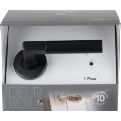 KARWEI deurkruk set Stefano rond rozet zwart aluminium Discount