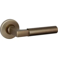 KARWEI deurkruk set Stefano rond rozet messing antiek aluminium Clearance