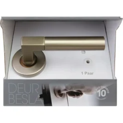 KARWEI deurkruk set Stefano rond rozet messing antiek aluminium Clearance