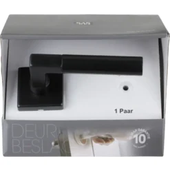 KARWEI deurkruk set Stefano vierkant rozet zwart aluminium Clearance
