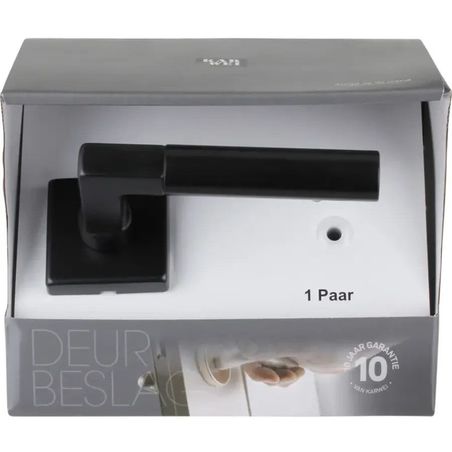 KARWEI deurkruk set Stefano vierkant rozet zwart aluminium Clearance