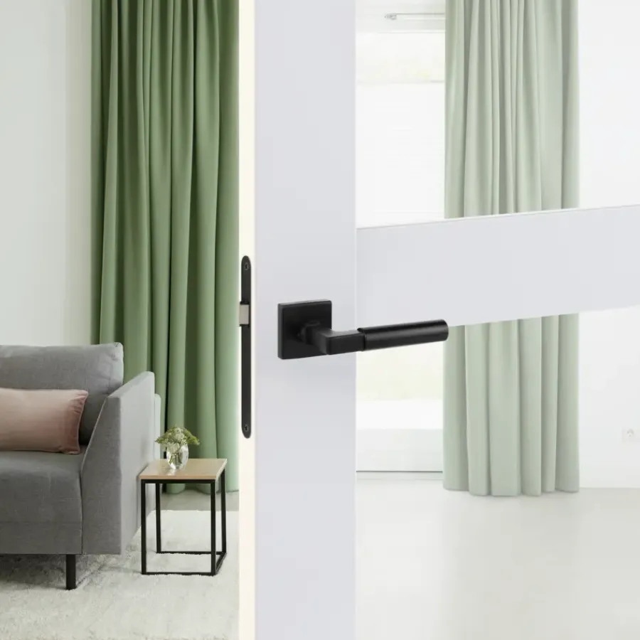 KARWEI deurkruk set Stefano vierkant rozet zwart aluminium Clearance